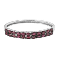 Orissa Rhodolite Garnet Bangle Bracelet in Stainless Steel (6.50 In) 11.65 ctw