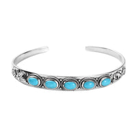 D'Joy Artisan Crafted Sleeping Beauty Turquoise Cuff Bracelet in Sterling Silver (7.25 in) 3.50 ctw