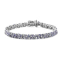 Tanzanite and White Zircon Bracelet in Platinum Over Sterling Silver (7.25 In) 9.10 ctw - Sticky add to cart bar