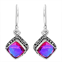 Doorbuster Bali Legacy Volcanic Color Quartz Dangle Earrings in Sterling Silver 5.50 ctw