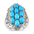 Sleeping Beauty Turquoise Ring in Vermeil YG and Platinum Over Sterling Silver (Size 10.0) 4.20 ctw - Sticky add to cart bar