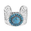 Karis Mojave Blue Turquoise Cuff Bracelet in Platinum Bond (6.50 In) 32.65 ctw - Sticky add to cart bar
