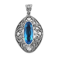 Doorbuster Bali Legacy Caribbean Quartz (Triplet) Pendant in Sterling Silver 12.60 ctw