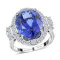 Certified & Appraised Rhapsody 950 Platinum AAAA Tanzanite, Diamond (E-F, VS) (1.24 cts) Halo Ring (Size 6.0) (9.35 g) 10.75 ctw - Sticky add to cart bar