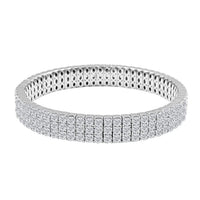 Moissanite 3 Row Bracelet in Rhodium Over Sterling Silver (7.50 In) 18.15 ctw