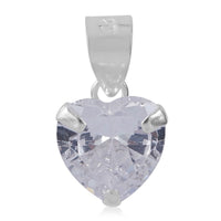 Simulated Diamond Solitaire Heart Pendant without Chain in Sterling Silver 3.25 ctw