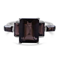 Brazilian Smoky Quartz 5 Stone Ring in Platinum Over Sterling Silver 4.40 ctw - Sticky add to cart bar