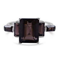 Brazilian Smoky Quartz 5 Stone Ring in Platinum Over Sterling Silver 4.40 ctw