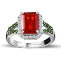 Mexican Cherry Fire Opal, Multi Gemstone Split Shank Ring in Platinum Over Sterling Silver (Size 10.0) (Del. in 3-5 Days) 2.65 ctw - Sticky add to cart bar