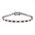 Mexican Cherry Fire Opal and Ethiopian Welo Opal Tennis Bracelet in Platinum Over Sterling Silver (6.50 In) 6.30 ctw - Sticky add to cart bar