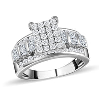Moissanite Ring in Rhodium Over Sterling Silver (Size 10.0) 1.50 ctw