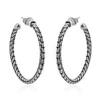 Doorbuster Bali Legacy Sterling Silver Borobudur Hoop Earrings 9 Grams