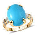 Luxoro 10K Yellow Gold Premium Sleeping Beauty Turquoise and G-H I3 Diamond Ring (Size 10.0) 7.65 ctw - Sticky add to cart bar
