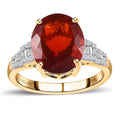 Luxoro 10K Yellow Gold Premium Mexican Cherry Fire Opal, Diamond (0.25 cts) Ring (Size 10.0) 4.25 ctw - Sticky add to cart bar