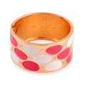 Doorbuster White Austrian Crystal and Pink Enameled Bangle Bracelet (7.00 In) in Goldtone - Sticky add to cart bar