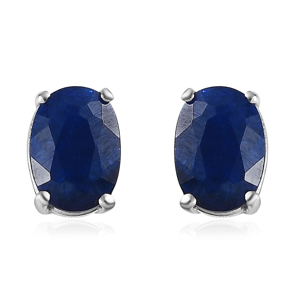 Tanzanian Blue Spinel (DF) Solitaire Stud Earrings in Platinum Over Sterling Silver 1.75 ctw