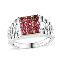 Natural Calabar Pink Tourmaline Men's Ring in Platinum Over Sterling Silver (Size 10) 1.10 ctw