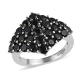 Doorbuster Thai Black Spinel Cluster Ring in Stainless Steel 3.40 ctw - Sticky add to cart bar