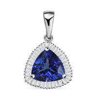 Rhapsody 950 Platinum AAAA Tanzanite and E-F VS2 Diamond Halo Pendant 4.10 ctw