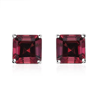 Rhapsody Asscher Cut AAAA Ouro Fino Rubellite 2.40 ctw Solitaire Stud Earrings in 950 Platinum