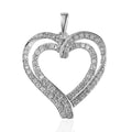 White Diamond Heart Pendant in Rhodium Over Sterling Silver 0.75 ctw - Sticky add to cart bar