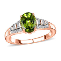 Luxoro 10K Rose Gold AAA Natural Calabar Pink Tourmaline, Diamond Ring (Size 8.0) 1.35 ctw