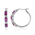Premium Montepuez Ruby and Moissanite Hoop Earrings in Platinum Over Sterling Silver 2.10 ctw - Sticky add to cart bar