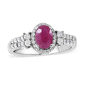 Premium Montepuez Ruby and Moissanite Halo Ring in Platinum Over Sterling Silver 1.50 ctw - Sticky add to cart bar