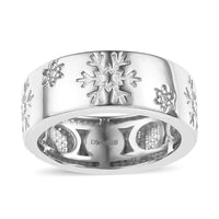 Moissanite Band Ring in Platinum Over Sterling Silver (Size 5.0)