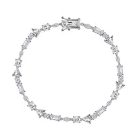 Lustro Stella Finest CZ Bracelet in Rhodium Over Sterling Silver (8.00 In) 13.00 ctw