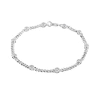Lustro Stella Finest CZ Station Bracelet in Rhodium Over Sterling Silver (8.00 In) 0.35 ctw