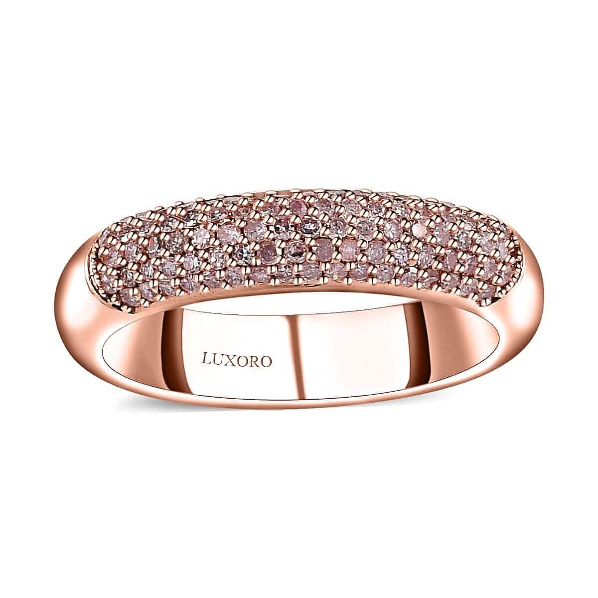 Luxoro 10K Rose Gold Natural Pink Diamond (I3) Band Ring (Size 7.0) 0.50 ctw