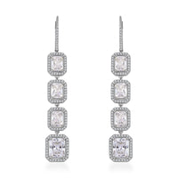 Lustro Stella Finest CZ Dangle Earrings in Rhodium Over Sterling Silver 30.10 ctw