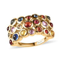 Premium Multi Sapphire Band Ring in Vermeil Yellow Gold Over Sterling Silver (Size 6.0) 2.35 ctw