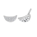 Lustro Stella Finest CZ Half Moon Stud Earrings in Rhodium Over Sterling Silver - Sticky add to cart bar