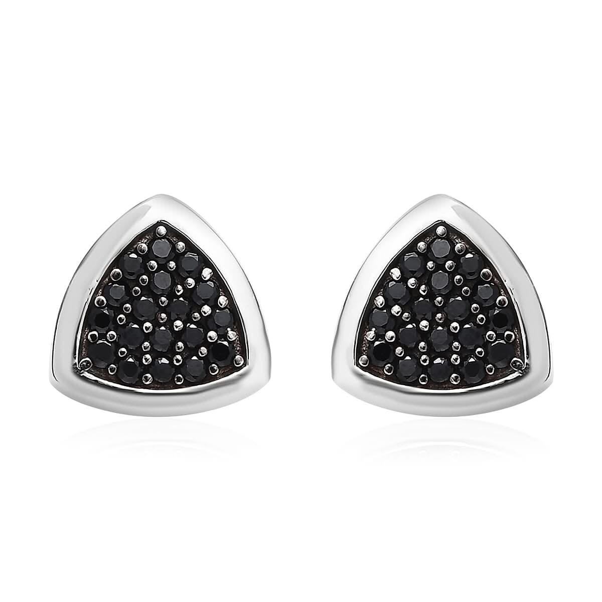 Thai Black Spinel Stud Earrings in Platinum Over Sterling Silver 0.75 ctw