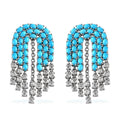 Sleeping Beauty Turquoise and White Zircon Chandelier Statement Earrings in Platinum Over Sterling Silver 17.35 ctw - Sticky add to cart bar