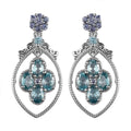 Blue Zircon and Tanzanite Earrings in Platinum Over Sterling Silver 6.50 ctw - Sticky add to cart bar