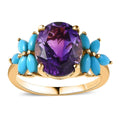 Premium Mashamba Amethyst and Sleeping Beauty Turquoise Ring in Vermeil Yellow Gold Over Sterling Silver (Size 10.0) 4.25 ctw - Sticky add to cart bar