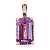 Luxoro 14K Rose Gold AAA Patroke Kunzite and G-H I3 Diamond Pendant 9.85 ctw