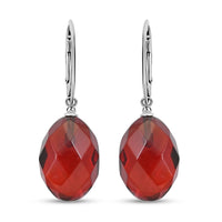 Baltic Amber Caramel Color Earrings in Sterling Silver