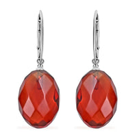 Baltic Amber Faceted Oval Earrings in Sterling Silver