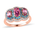 Natural Calabar Pink Tourmaline and Multi Gemstone Ring in Vermeil Rose Gold Over Sterling Silver (Size 10.0) 1.40 ctw - Sticky add to cart bar