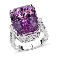Certificate and Appraised Rhapsody 950 Platinum AAAA Patroke Kunzite, Diamond (E-F, VS2) (0.23 cts) Ring (Size 7.0) (10.30 g) 24.50 ctw
