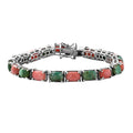 Oregon Sunrise Peach Opal, Sonoran Gold Turquoise Tennis Bracelet in Platinum Over Sterling Silver (6.50 In) 16.80 ctw - Sticky add to cart bar