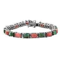 Oregon Sunrise Peach Opal, Sonoran Gold Turquoise Tennis Bracelet in Platinum Over Sterling Silver (6.50 In) 16.80 ctw