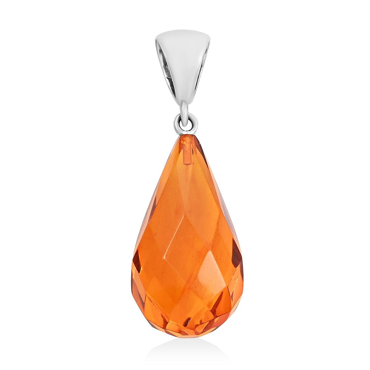 Baltic Amber Golden faceted Pear Pendant