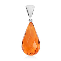 Baltic Amber Golden faceted Pear Pendant