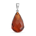 Baltic Amber Faceted Pear Pendant in Sterling Silver - Sticky add to cart bar