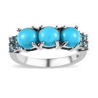 Karis Sleeping Beauty Turquoise, Signity Pariaba Topaz Ring in Platinum Bond (Size 5.0) 1.65 ctw